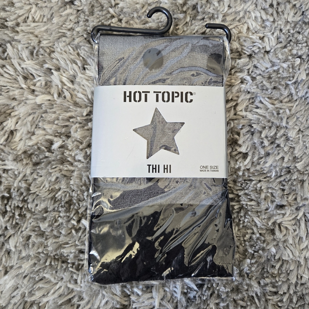 HOT TOPIC black polka dot sheer thigh high stocking NEW